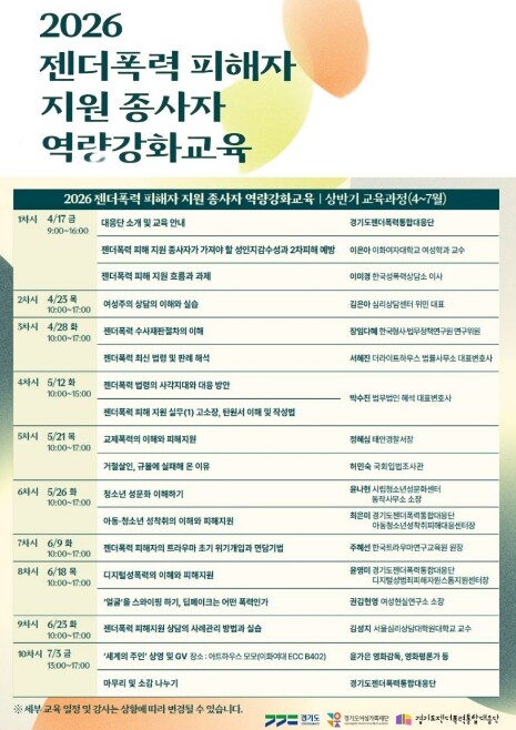 경기도, 젠더폭력 현장 종사자 전문성...